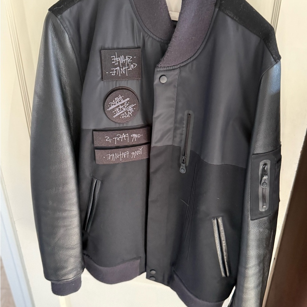Nike Black Varsity Jacket with Patch Details